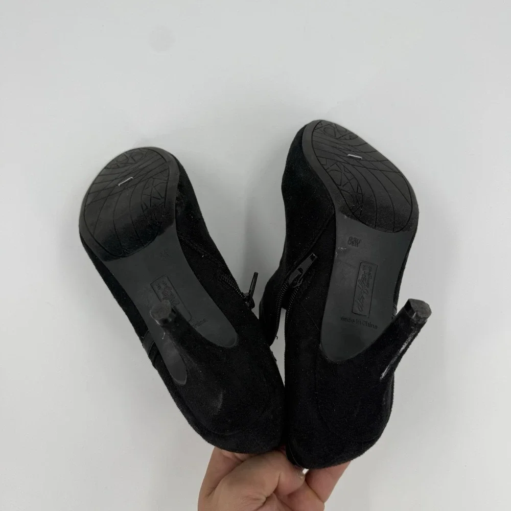 Dexflex Comfort Women's Size 8.5 Black Faux Suede Ankle Booties High Heel Zip